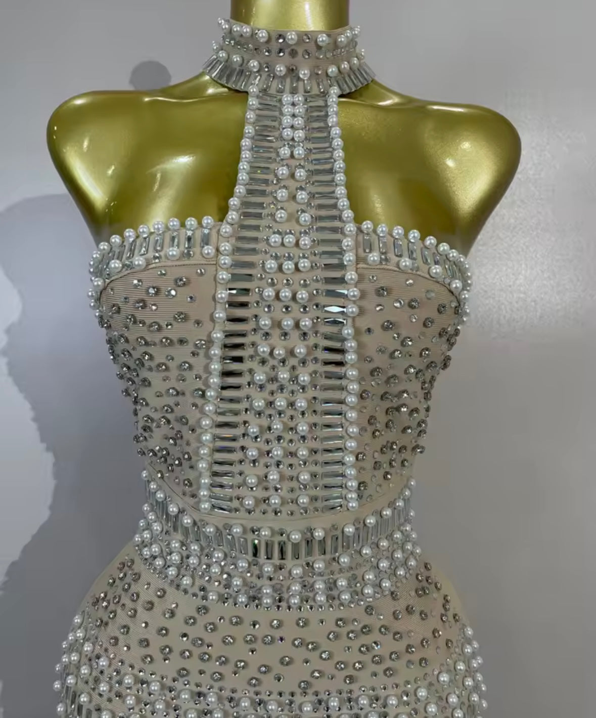 Sexy Halter Sleeveless Rhinestone Pink Feather Dress