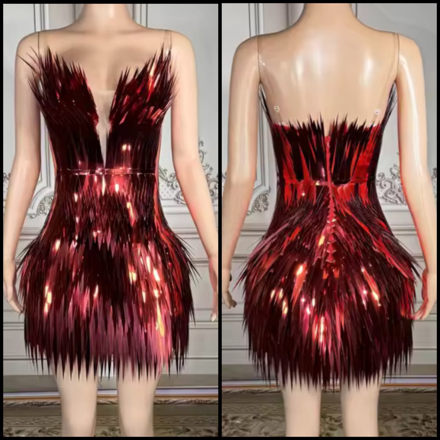 Sexy Strapless Sparkly Tassel Dress