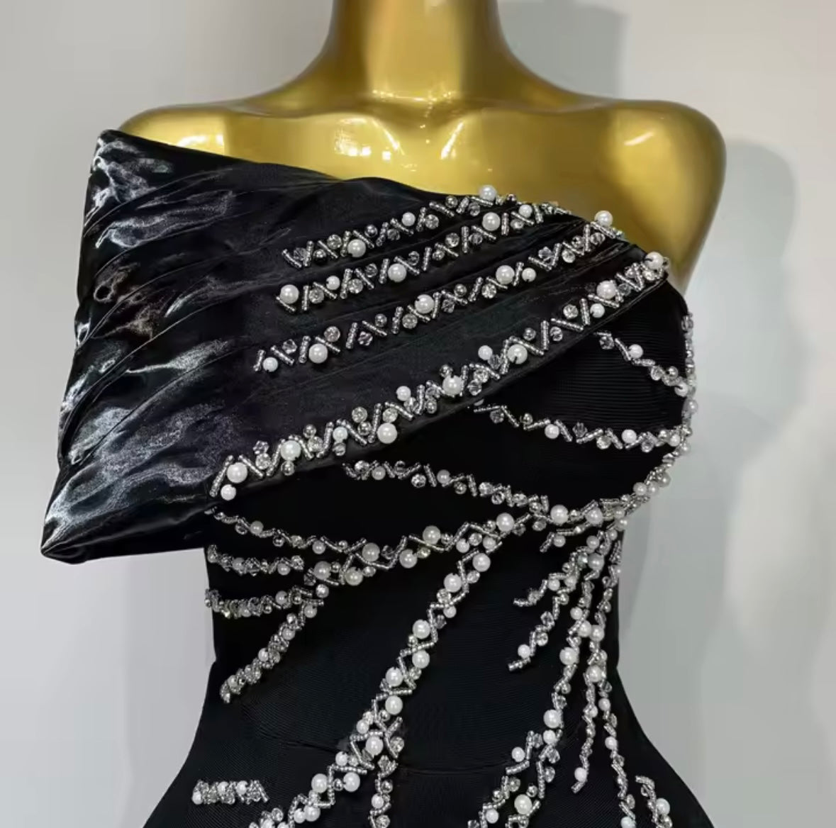 Strapless Beaded Rhinestone Elegant Dress