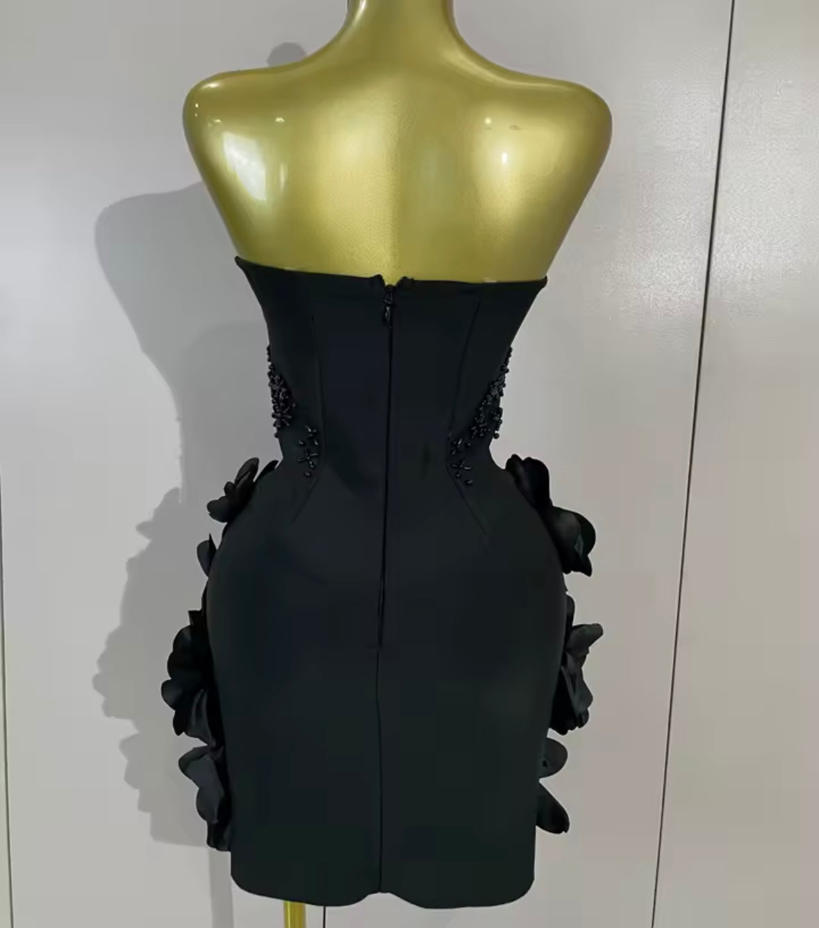 Sexy Strapless Beaded Floral Bandage Dress