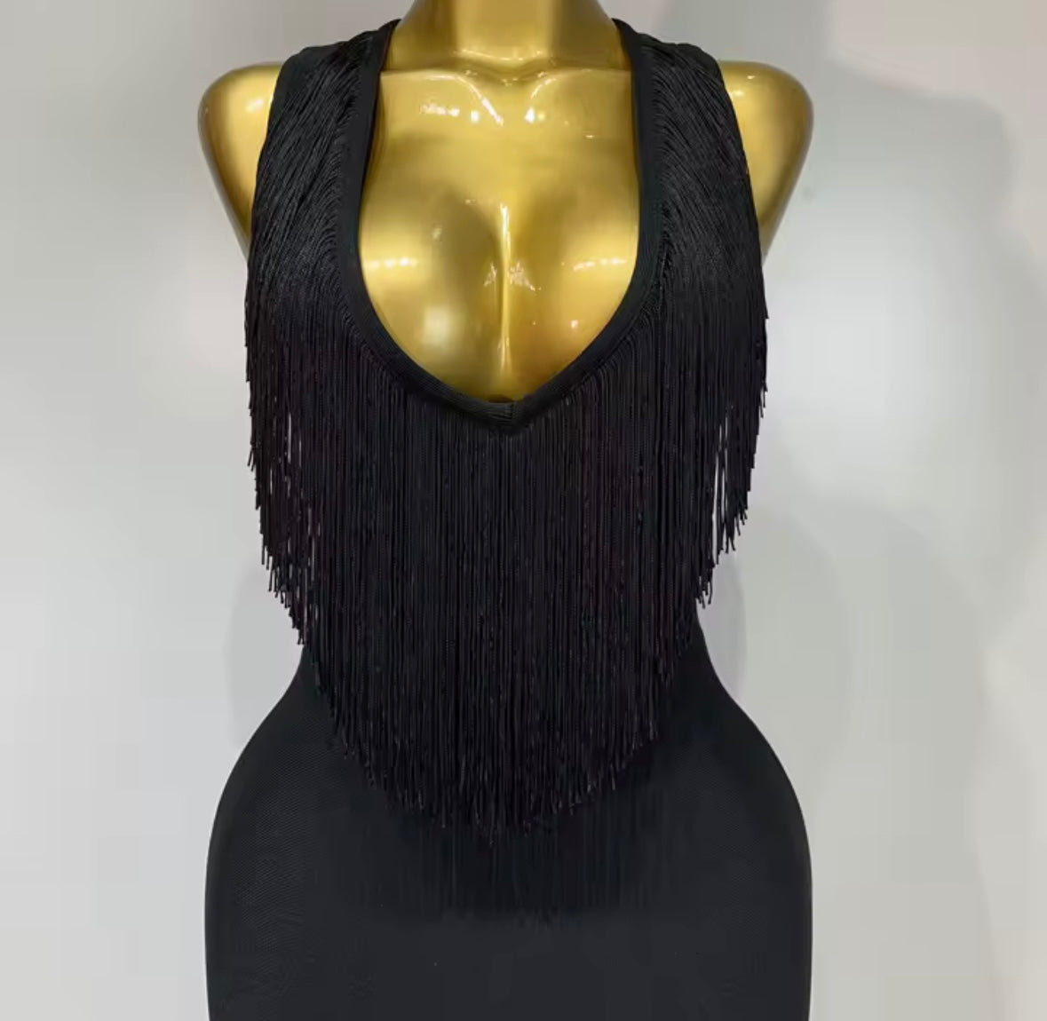 Sexy Fringe Tassel Halter Sleeveless Dress