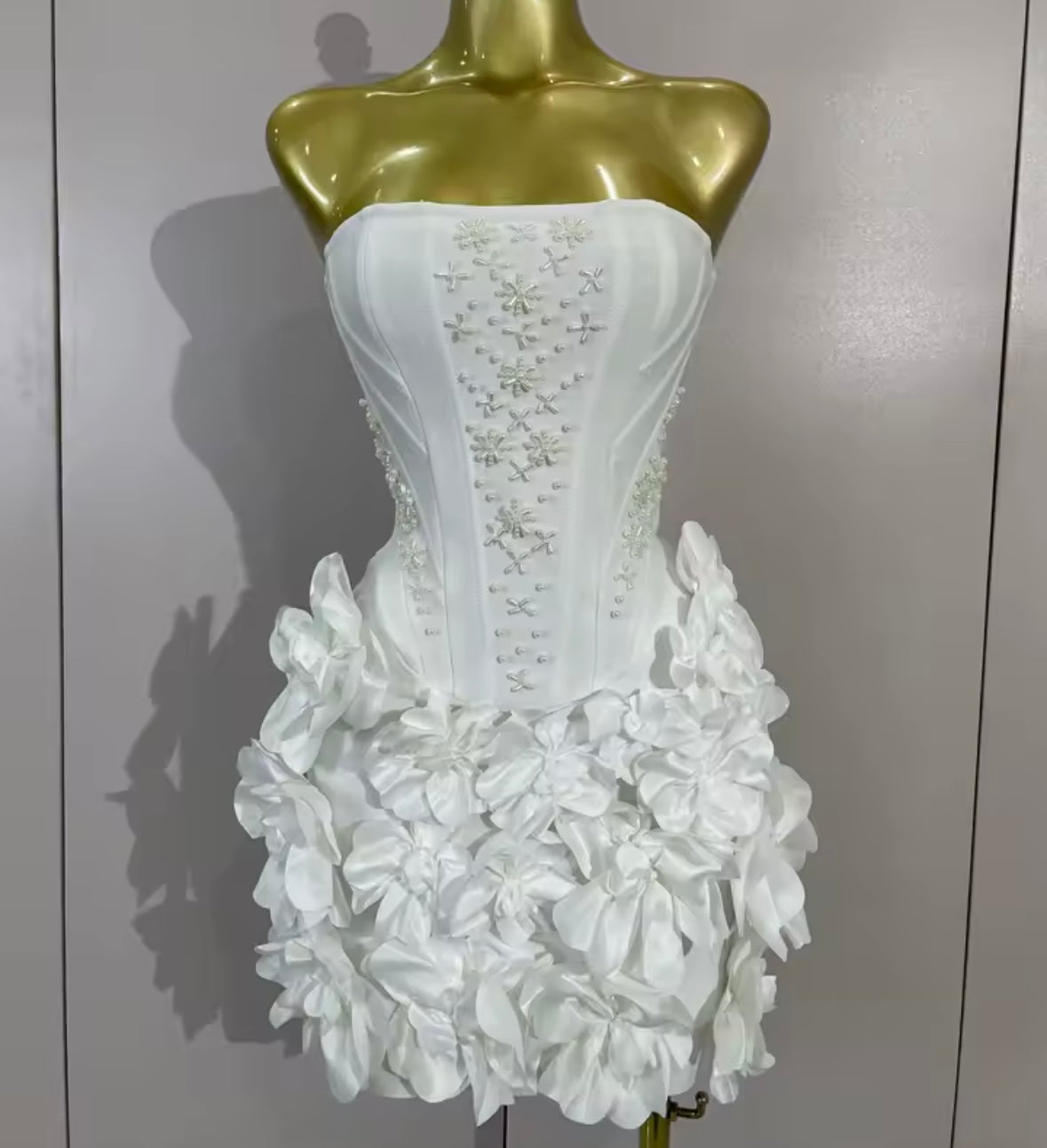 Sexy Strapless Beaded Floral Bandage Dress
