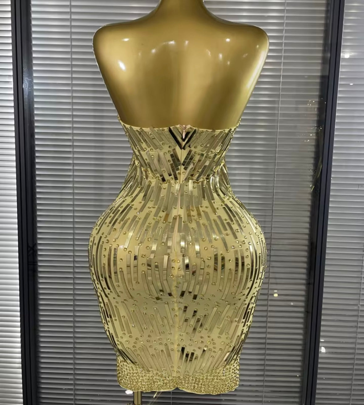 Sexy Strapless Rhinestone Sequins Bandage Dress