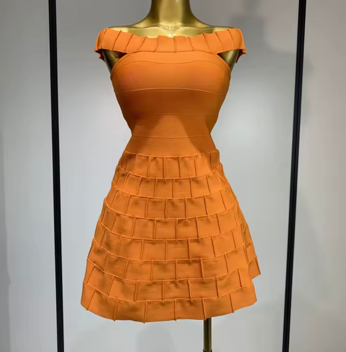 Orange Sexy Off The Shoulder Sleeveless Dress