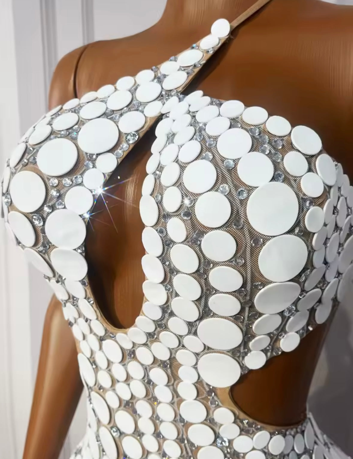 Sexy One Shoulder Sleeveless Open Back Rhinestone Dress