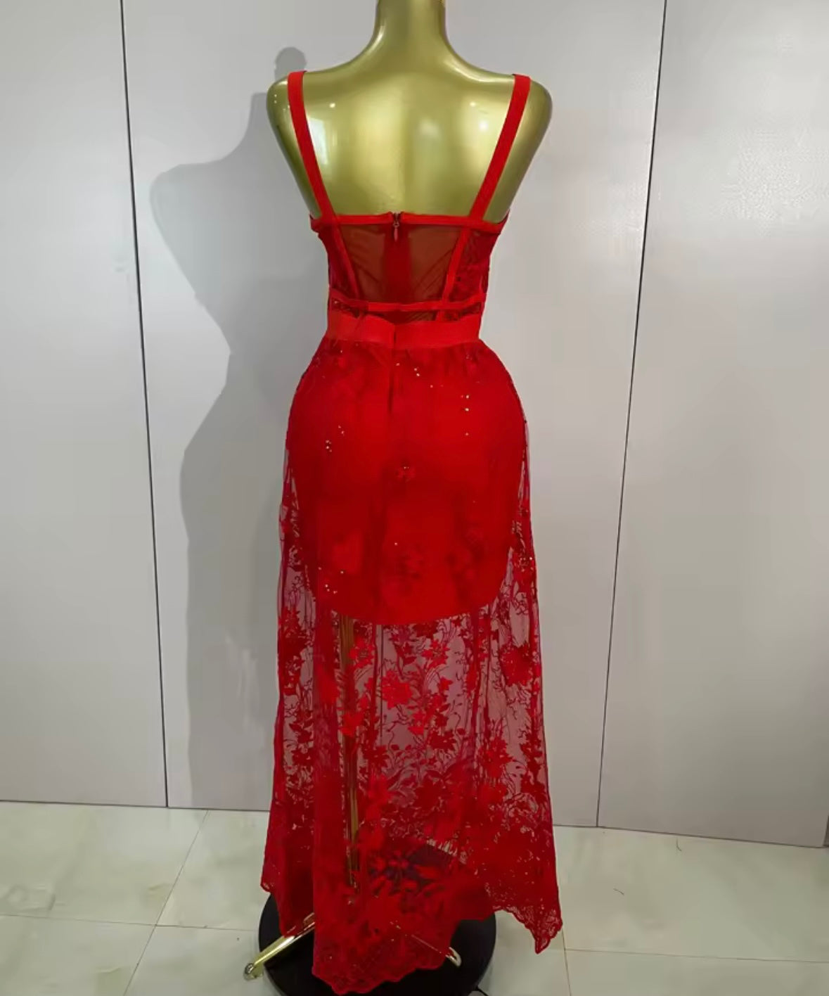 Red Sleeveless Sexy Sequins Maxi Dress