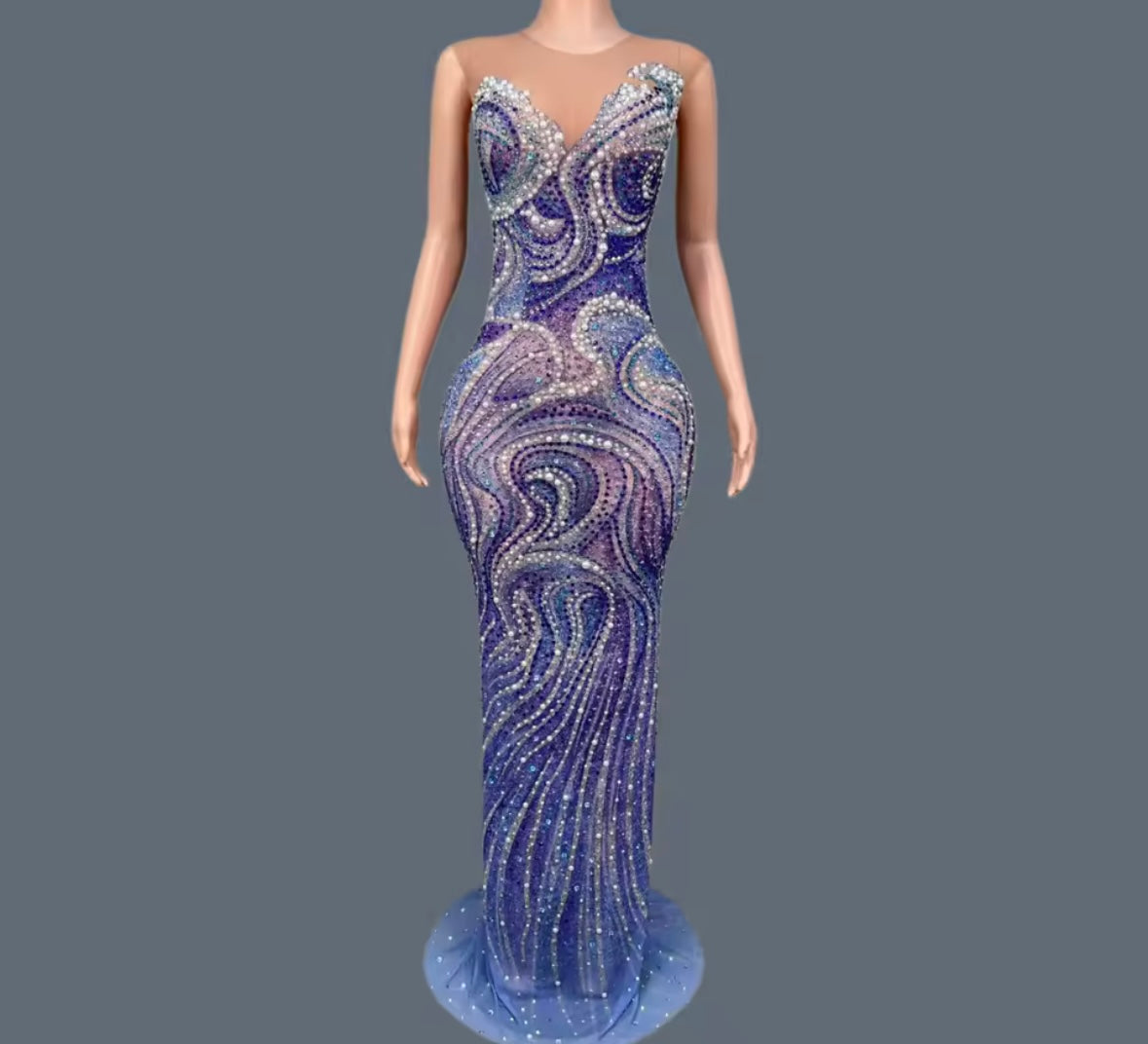 Sexy Sleeveless Multicolored Rhinestone Embellishment Dress