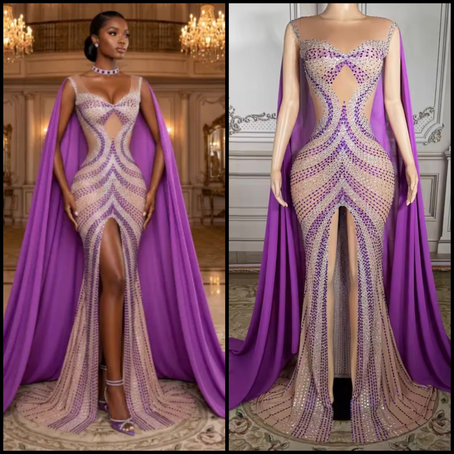 Elegant Sleeveless Rhinestone Embellishment Floor-Length Dress