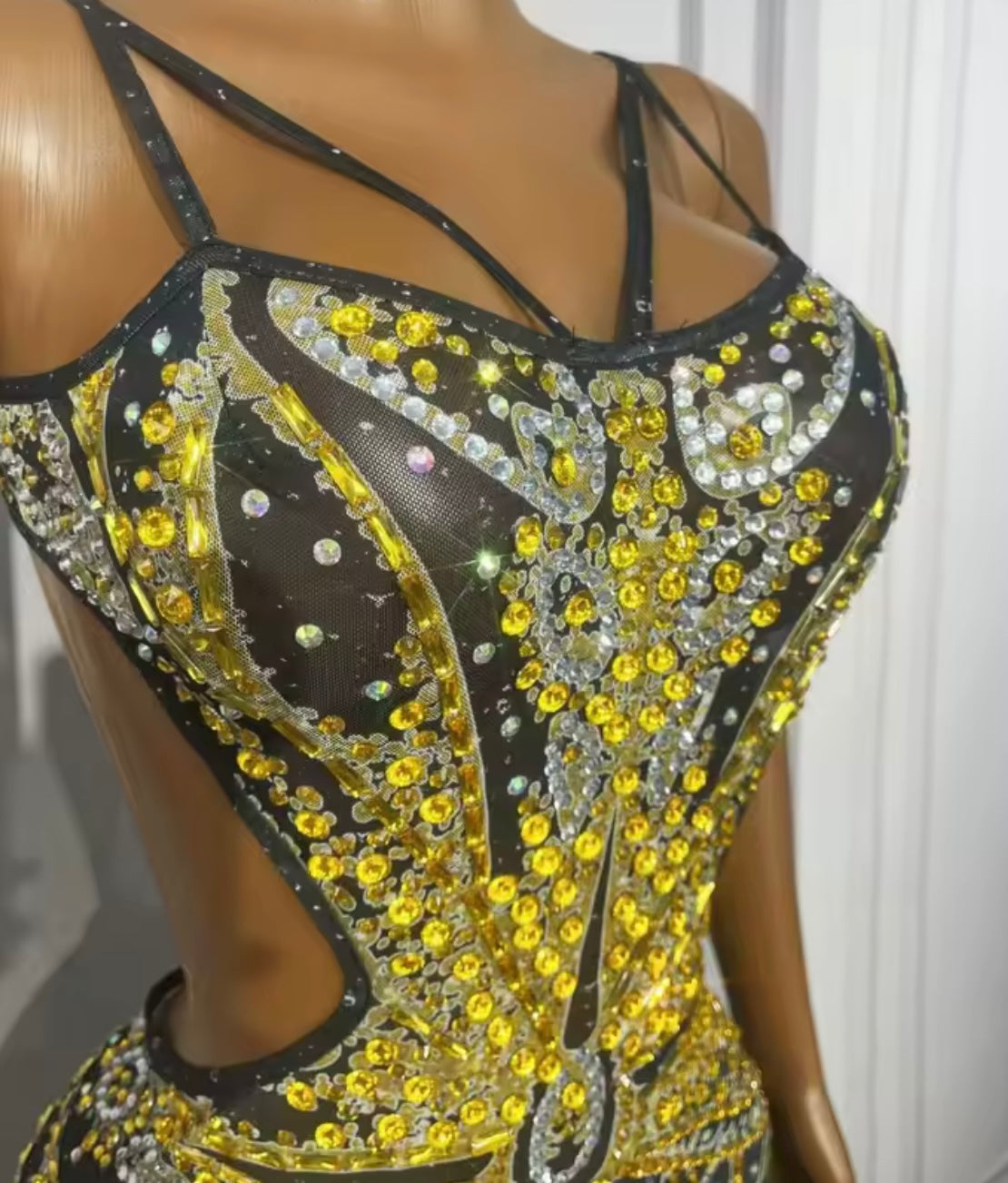 Sexy Sleeveless Open Back Rhinestone Maxi Dress