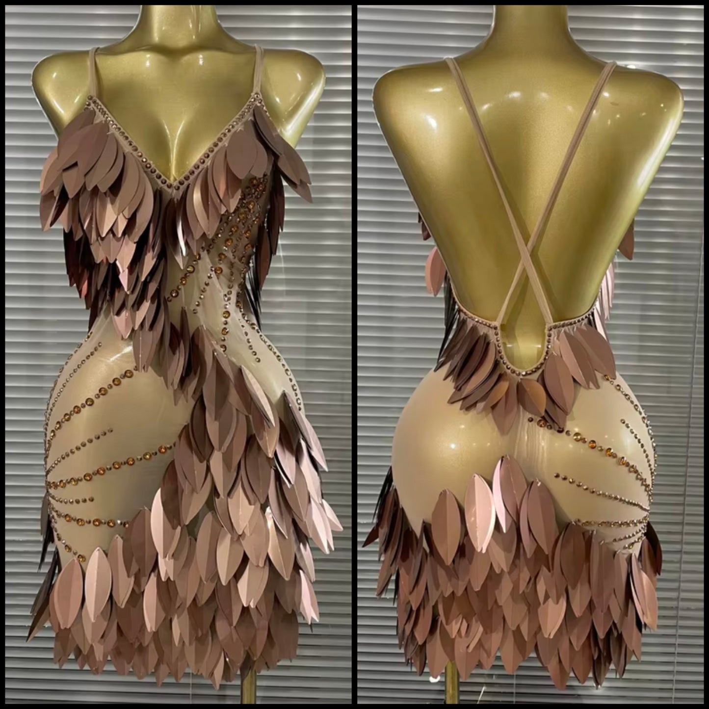 Sexy Sleeveless Open Back Sequins Rhinestone Dress