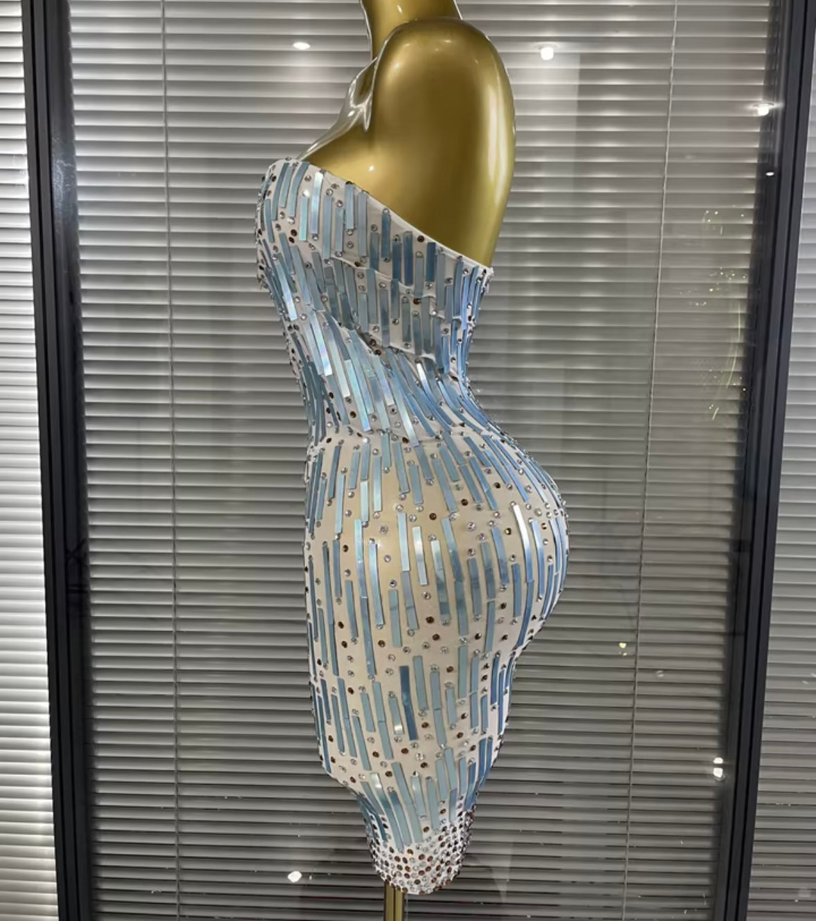 Sexy Strapless Rhinestone Sequins Bandage Dress