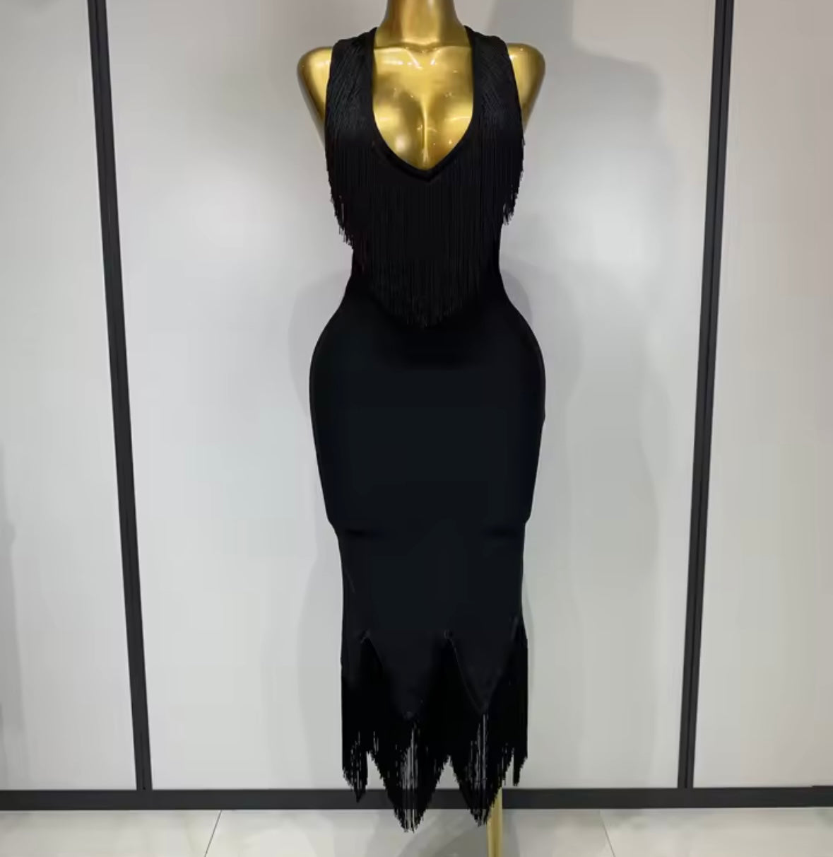 Sexy Fringe Tassel Halter Sleeveless Dress