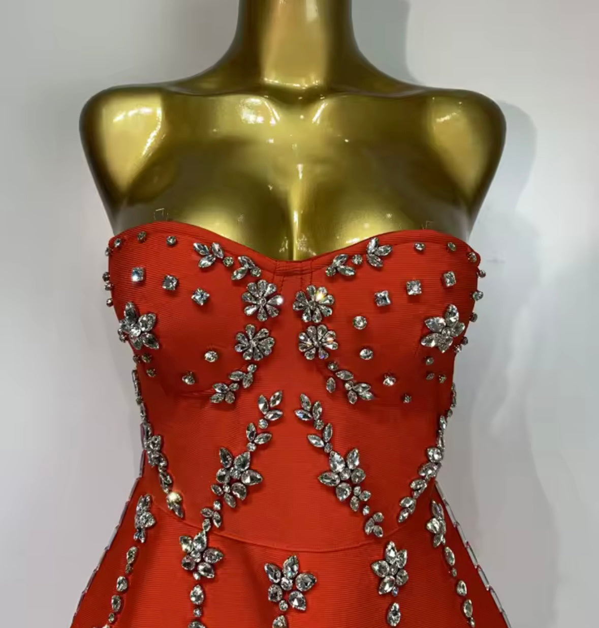 Rhinestone Embellishment Sexy Strapless Dress