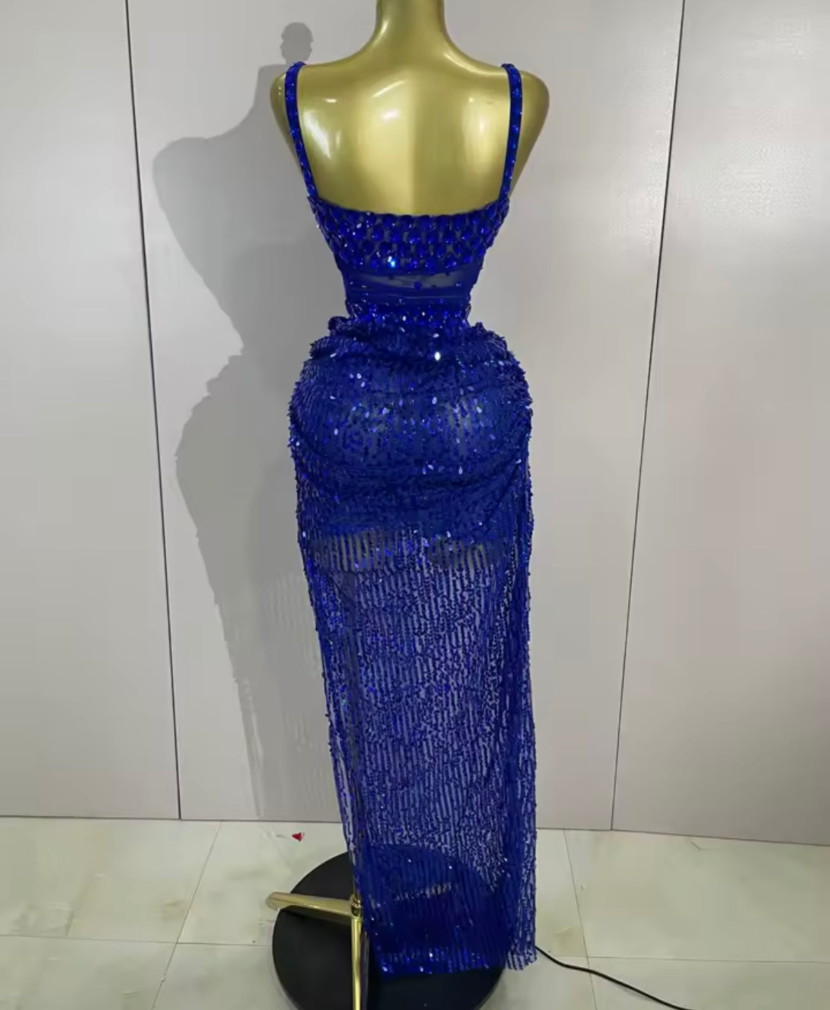 Sexy Sleeveless Crystal Sequins Maxi Dress
