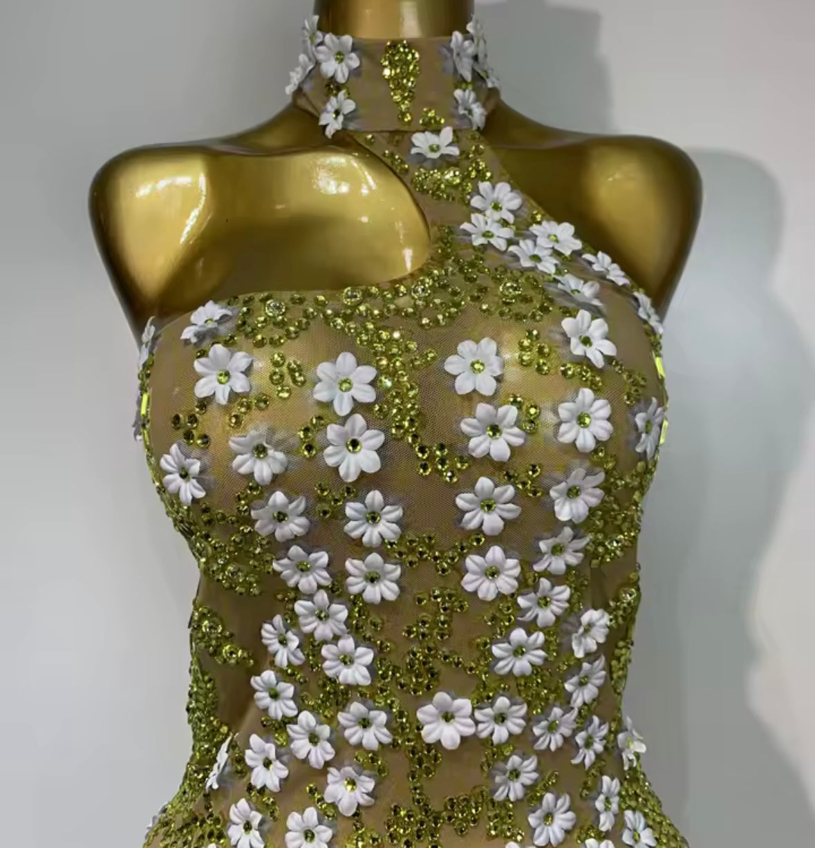 Sexy Halter Sleeveless Flower See Through Short Dress