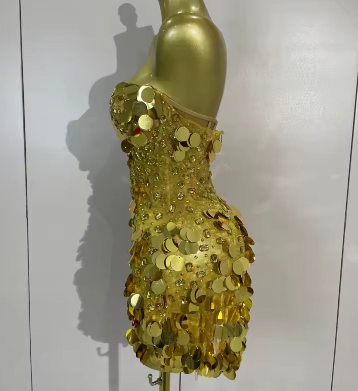 Sexy Strapless Rhinestone Sequins Dress