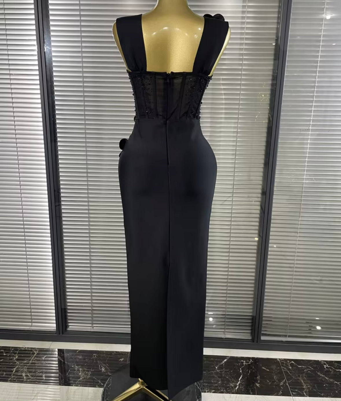 Elegant Beaded Floral Sleeveless Maxi Dress