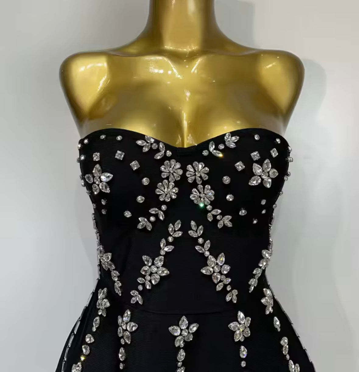 Rhinestone Embellishment Sexy Strapless Dress