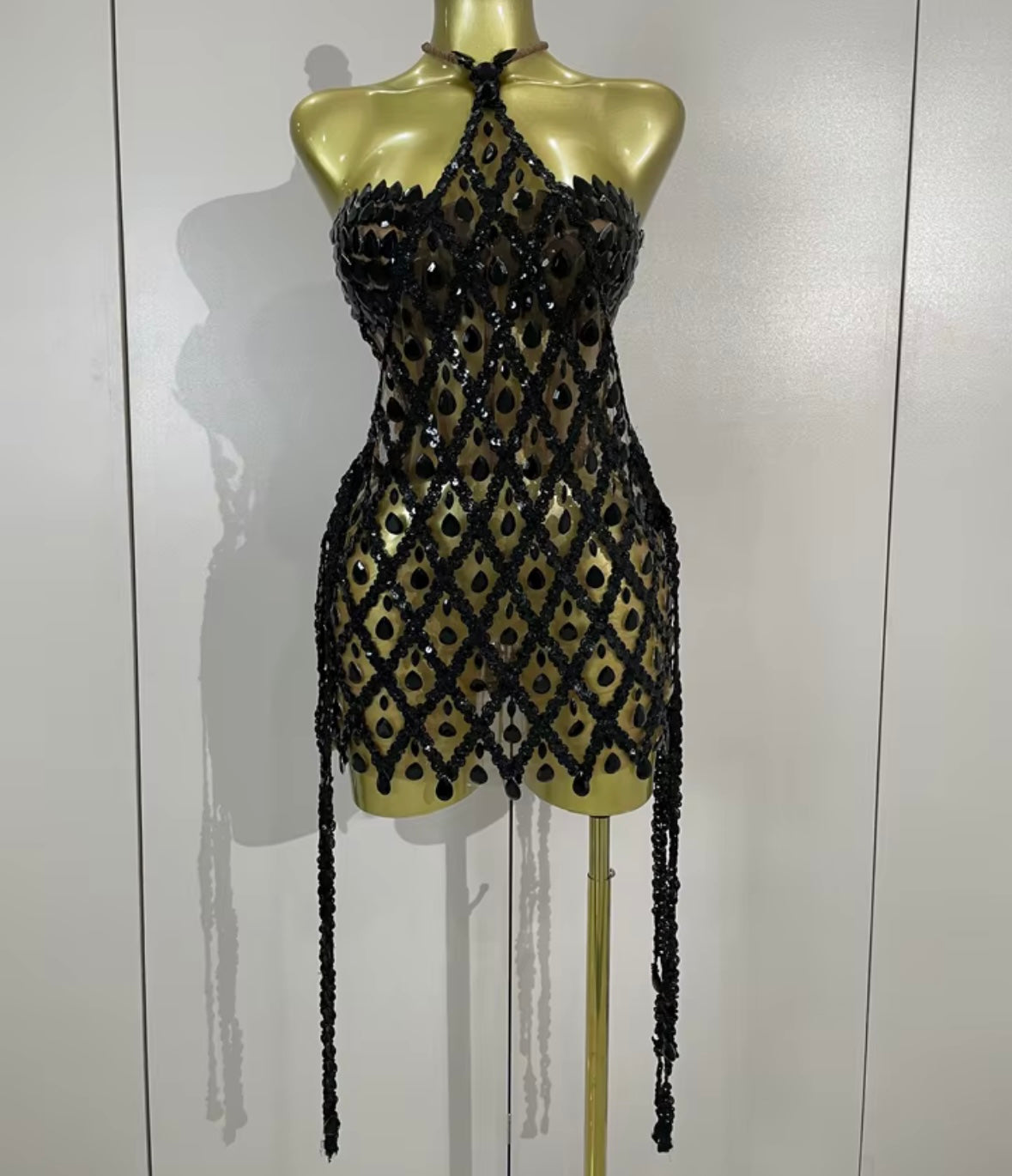 Sexy Sequins Crystal Halter Sleeveless Dress