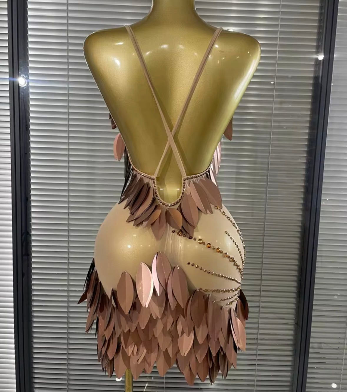 Sexy Sleeveless Open Back Sequins Rhinestone Dress