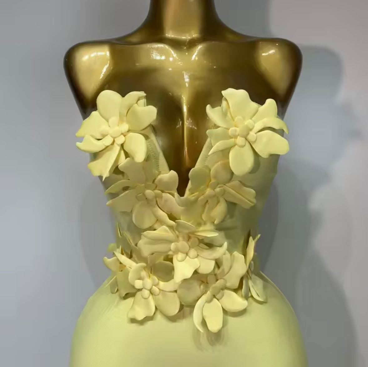 Floral V-Neck Strapless Sexy Floor-Length Dress