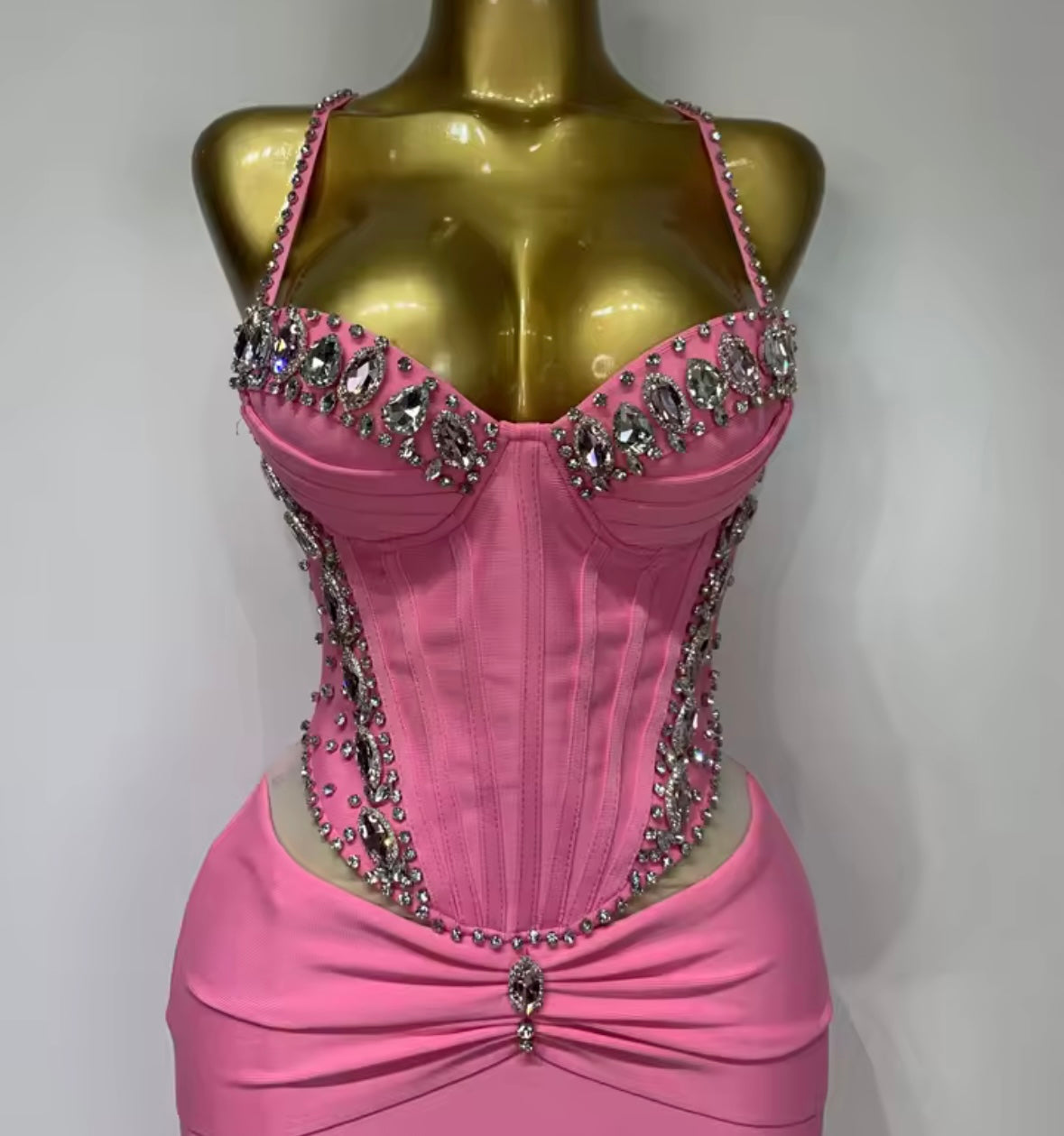 Elegant Sleeveless Rhinestone Side Split Maxi Dress
