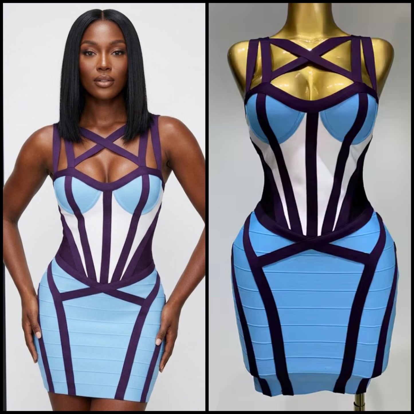 Sexy Sleeveless Color Patchwork Bandage Dress