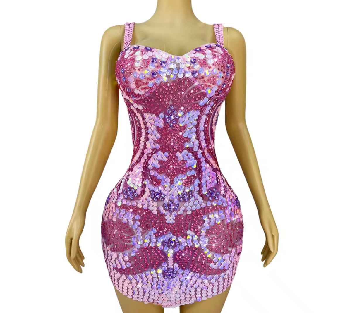 Sexy Sleeveless Sequins Rhinestone Dress