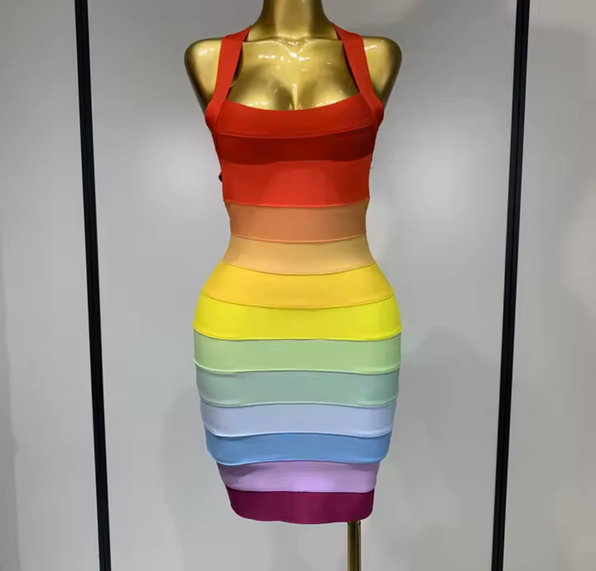 Sexy Sleeveless Open Back Multicolored Bandage Dress