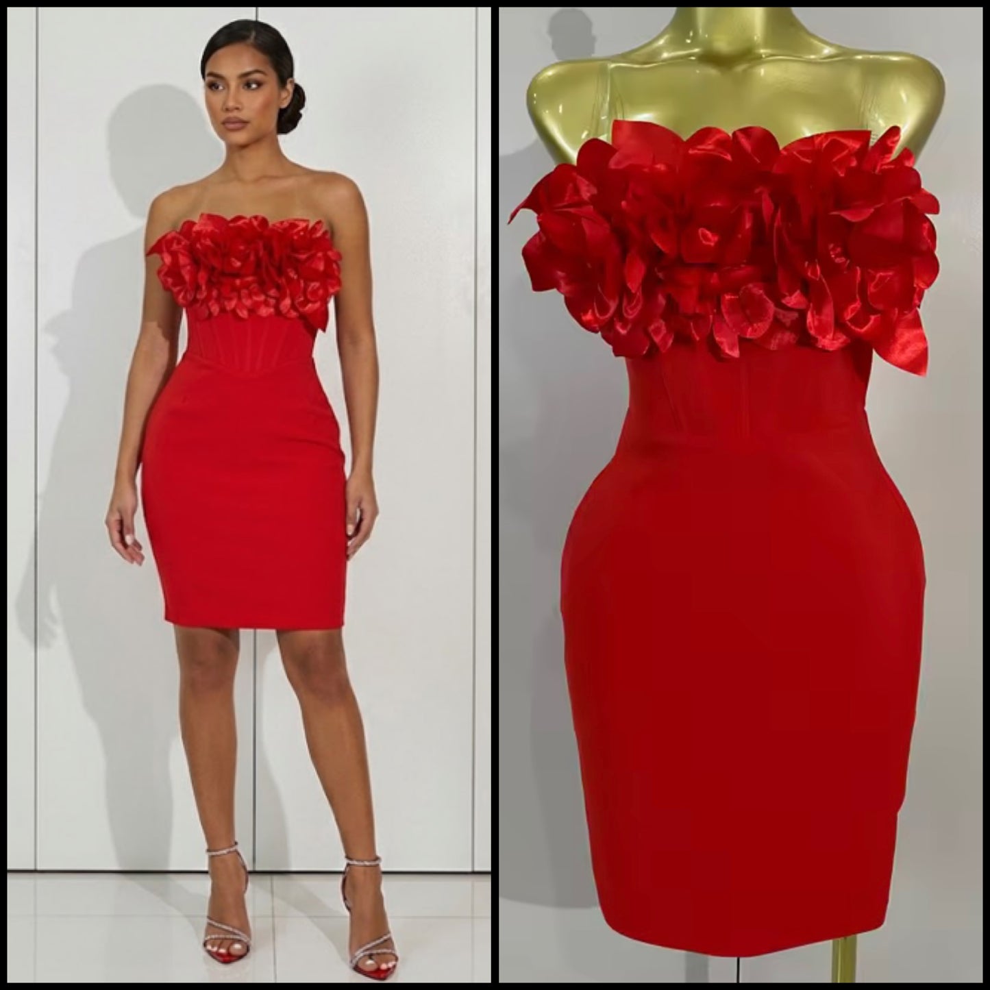 Sexy Floral Strapless Bandage Dress