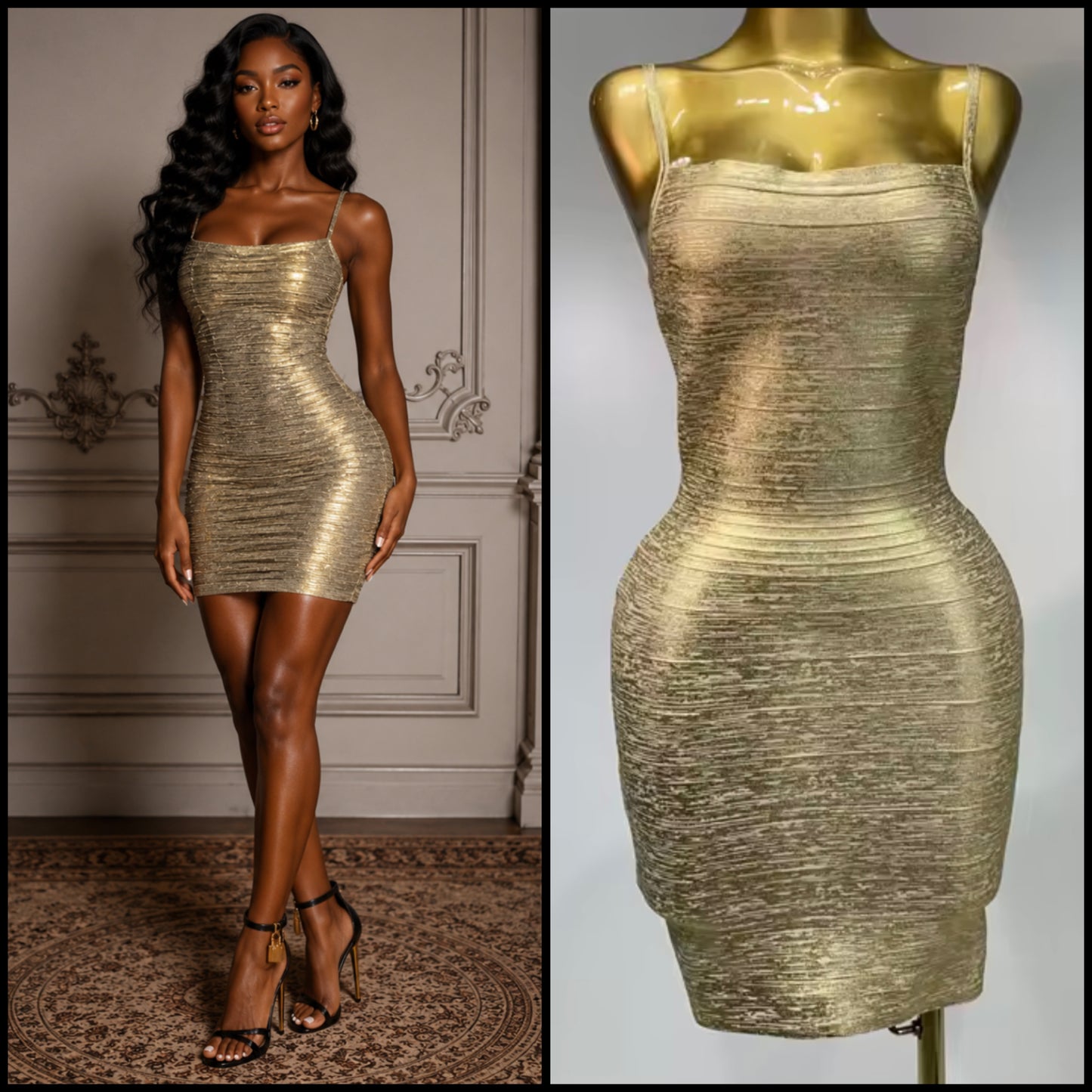 Sexy Sleeveless Metallic Bandage Short Dress