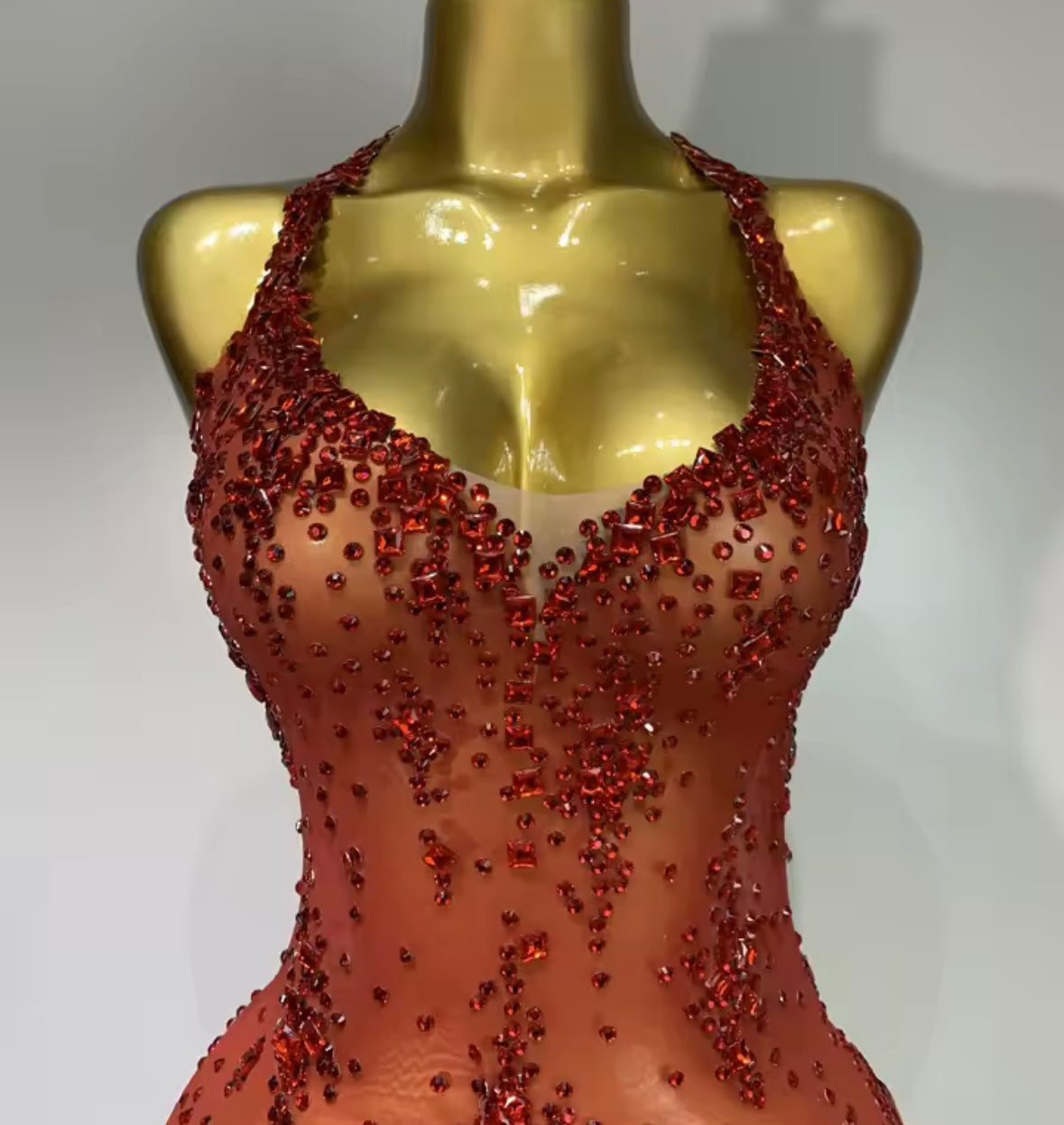 Sexy Sleeveless See Through Rhinestone Asymmetrical Dress
