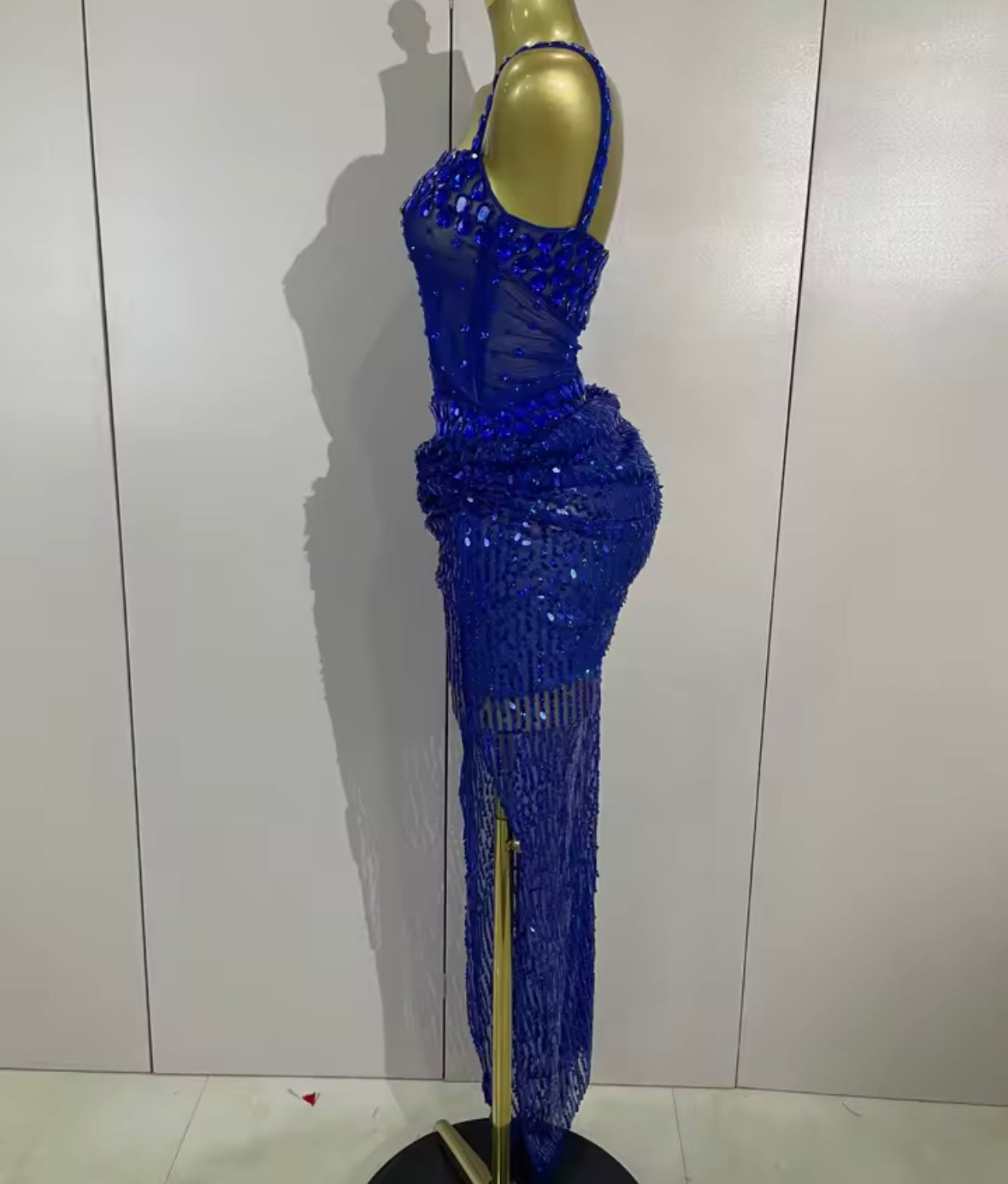 Sexy Sleeveless Crystal Sequins Maxi Dress