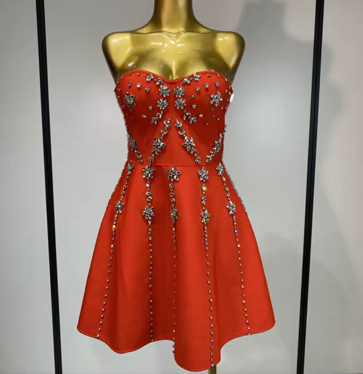 Rhinestone Embellishment Sexy Strapless Dress