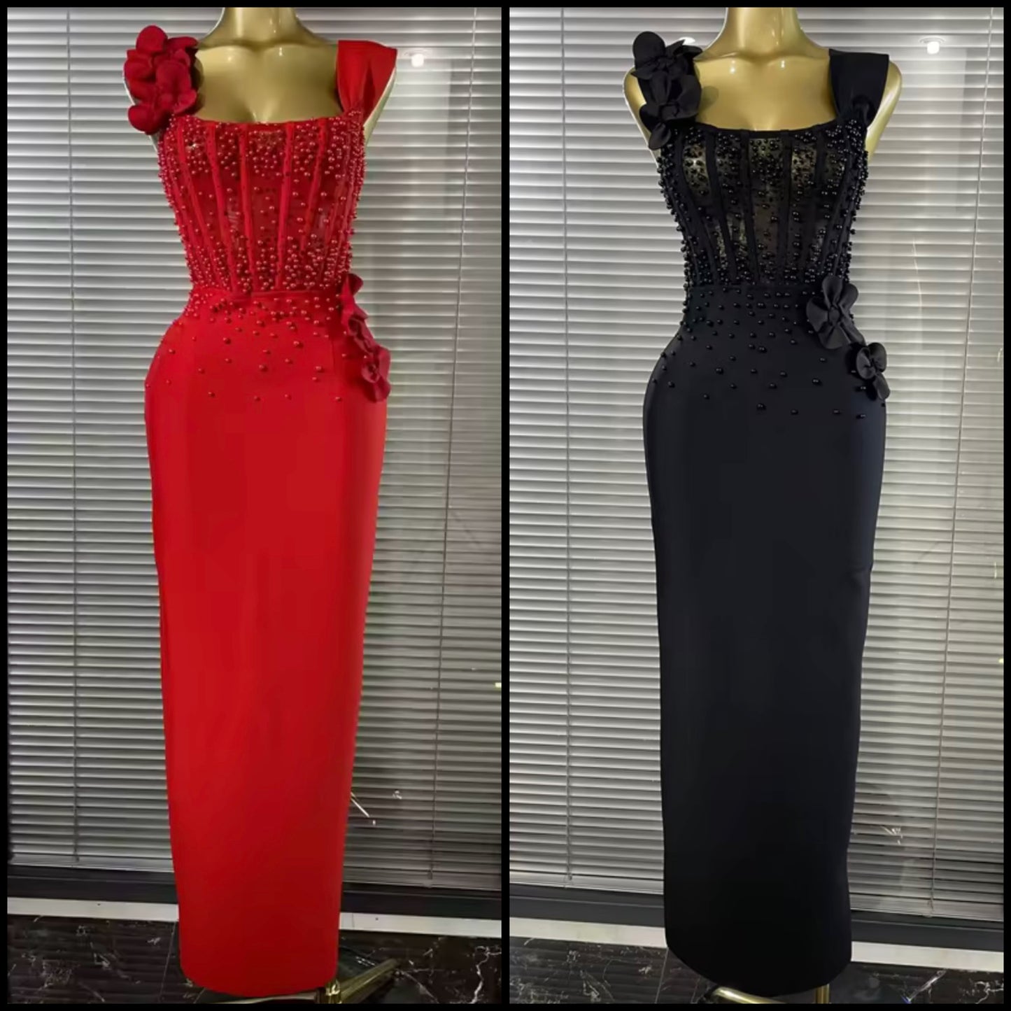 Elegant Beaded Floral Sleeveless Maxi Dress