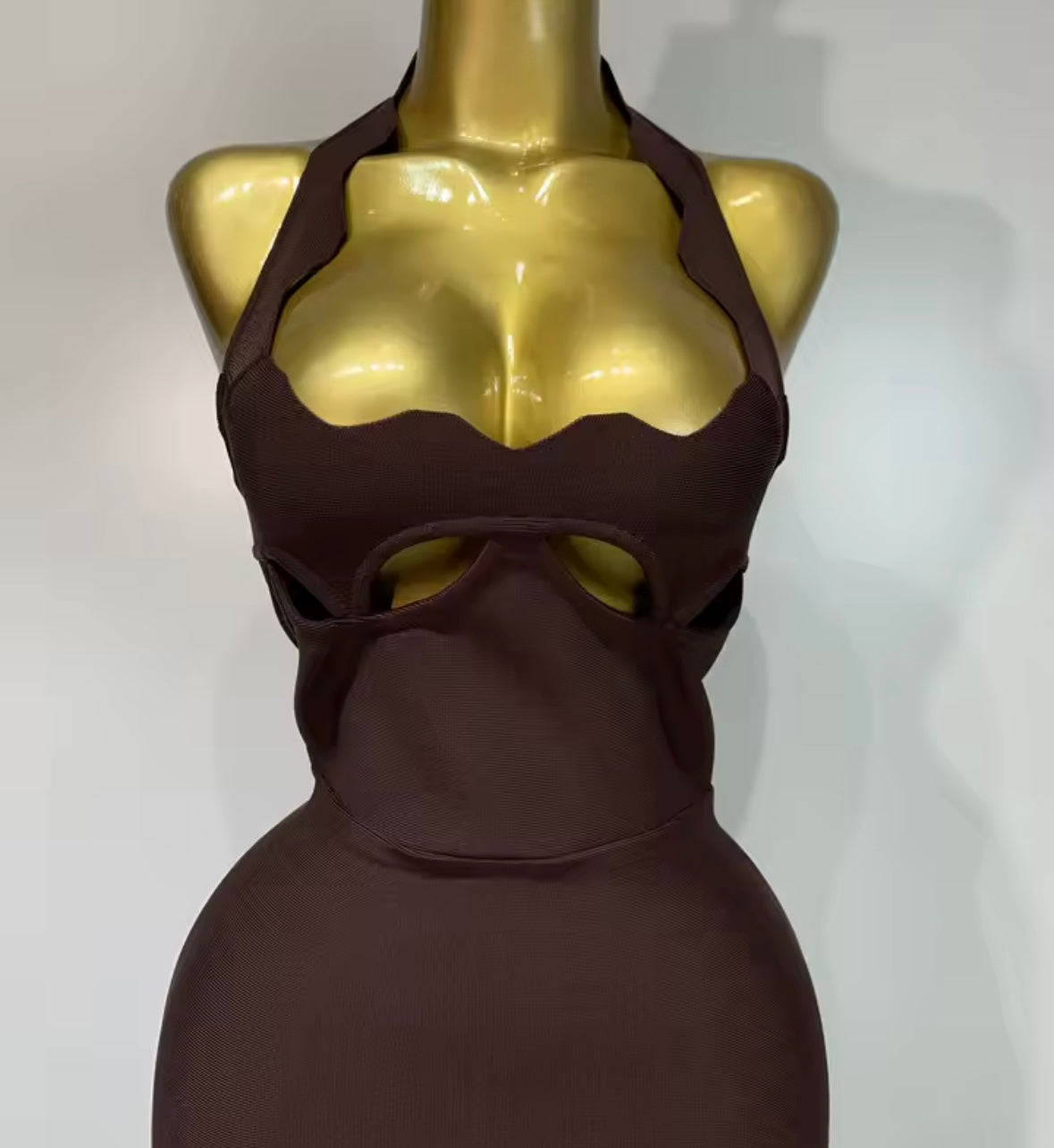 Sexy Halter Sleeveless Hollow Out Floor-Length Dress