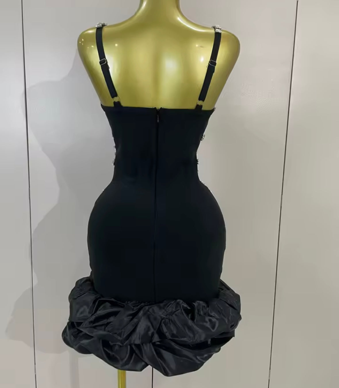 Sexy Sleeveless Rhinestone Ruffle Bandage Dress