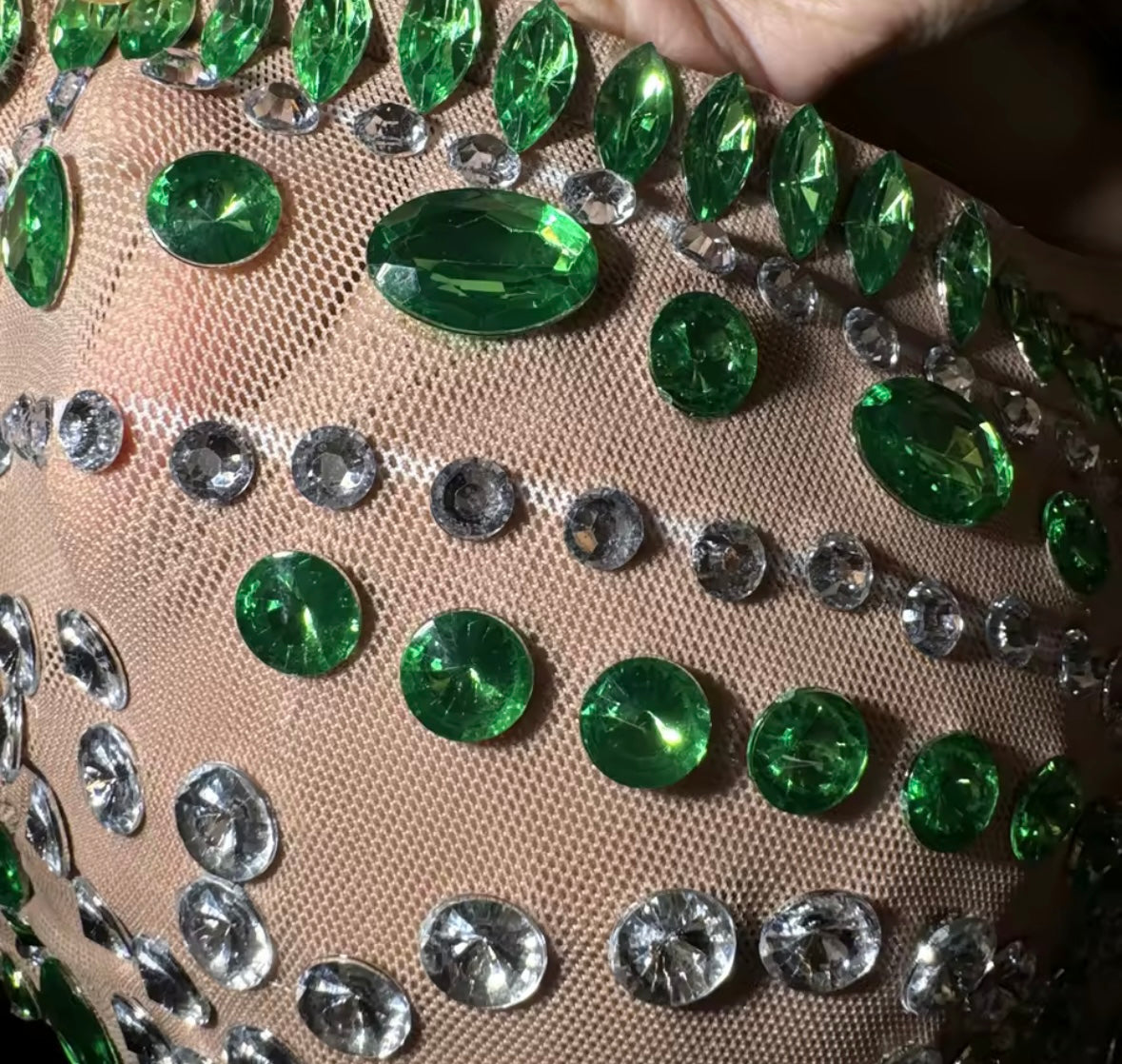 Sexy Sleeveless Rhinestone See Through Front Split Maxi Dress