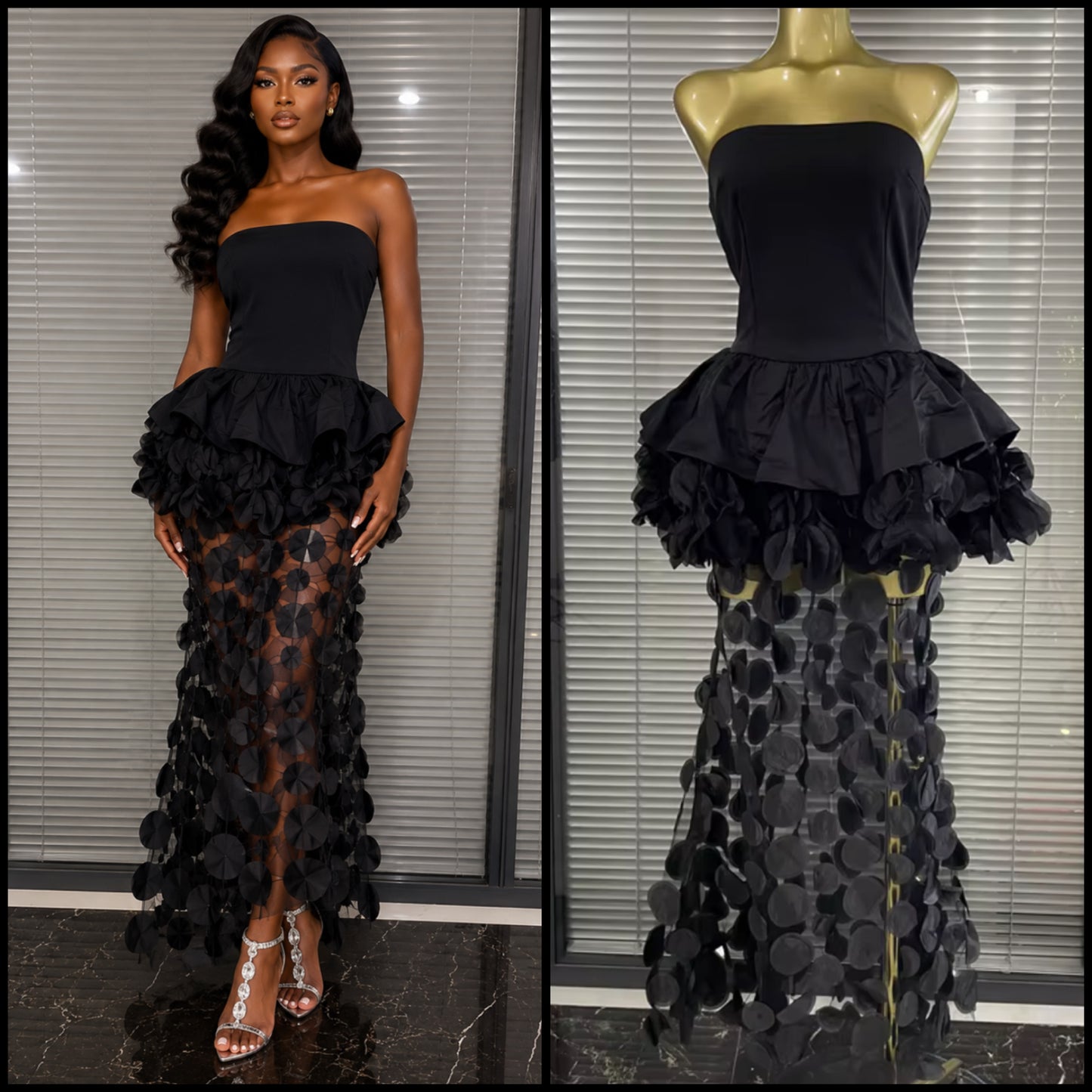 Sexy Strapless Ruffle Floor-Length Dress