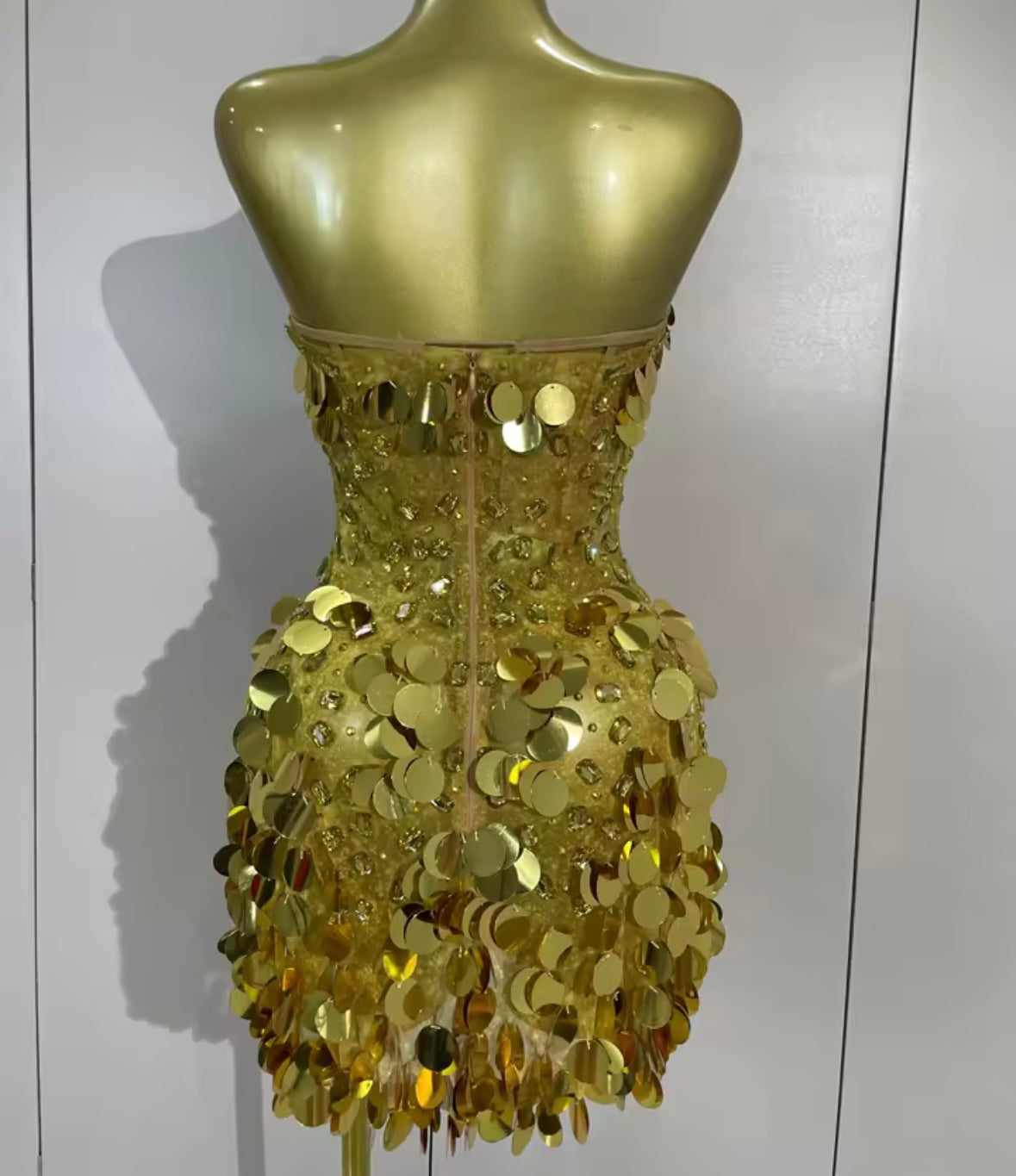 Sexy Strapless Rhinestone Sequins Dress