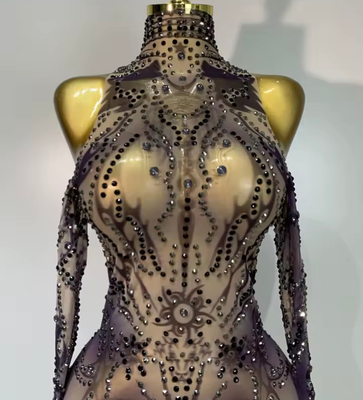 Sexy See Through Rhinestone Gradient Jumpsuit