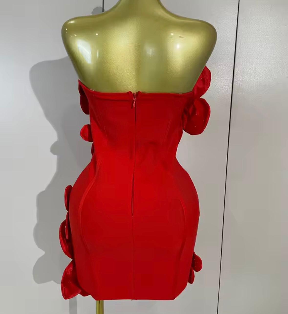 Sexy Floral Rhinestone Strapless Bandage Dress