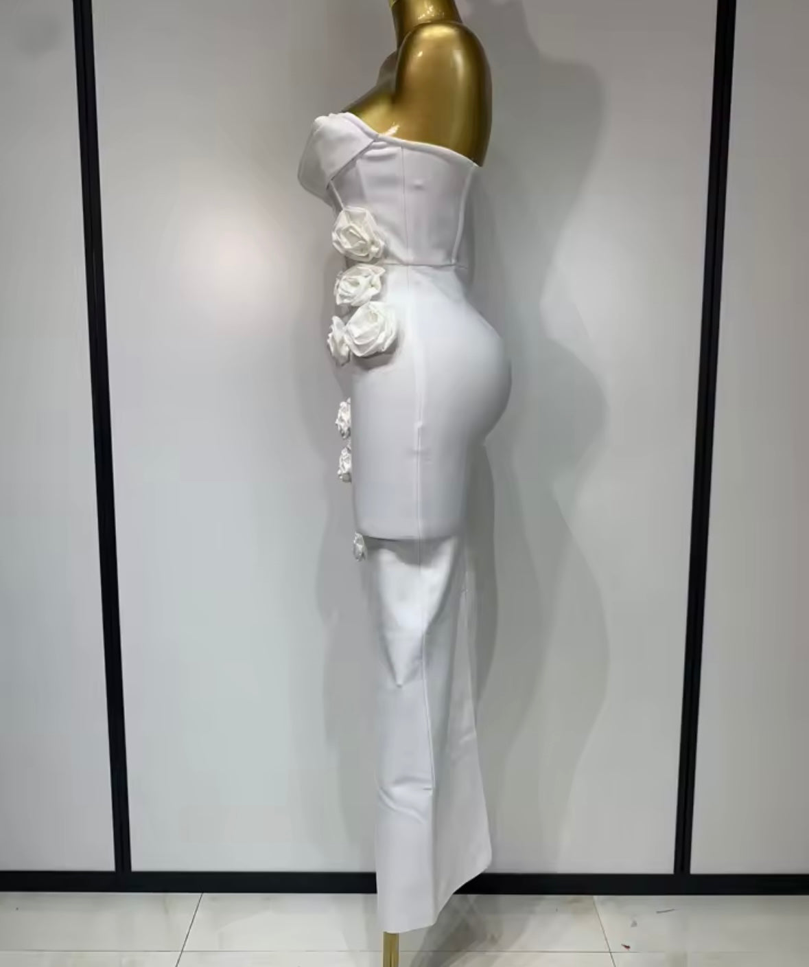 Sexy Floral Embellishment Strapless Floor-Length Dress