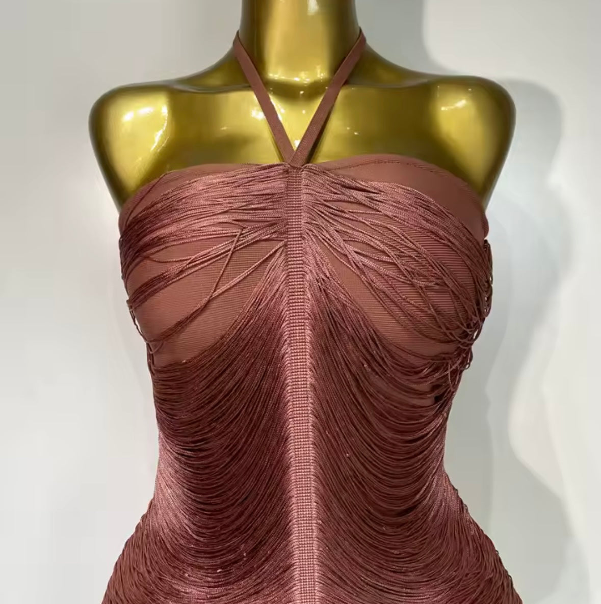 Sexy Halter Sleeveless Fringe Maxi Dress
