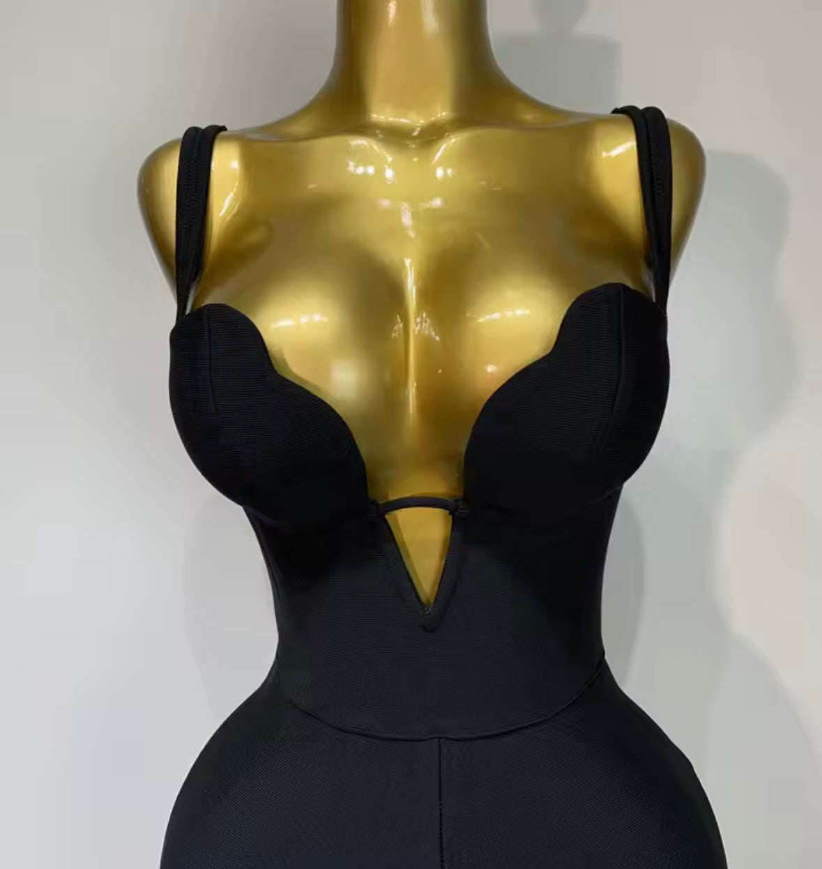 Black Sleeveless V-Neck Bandage Jumpsuit