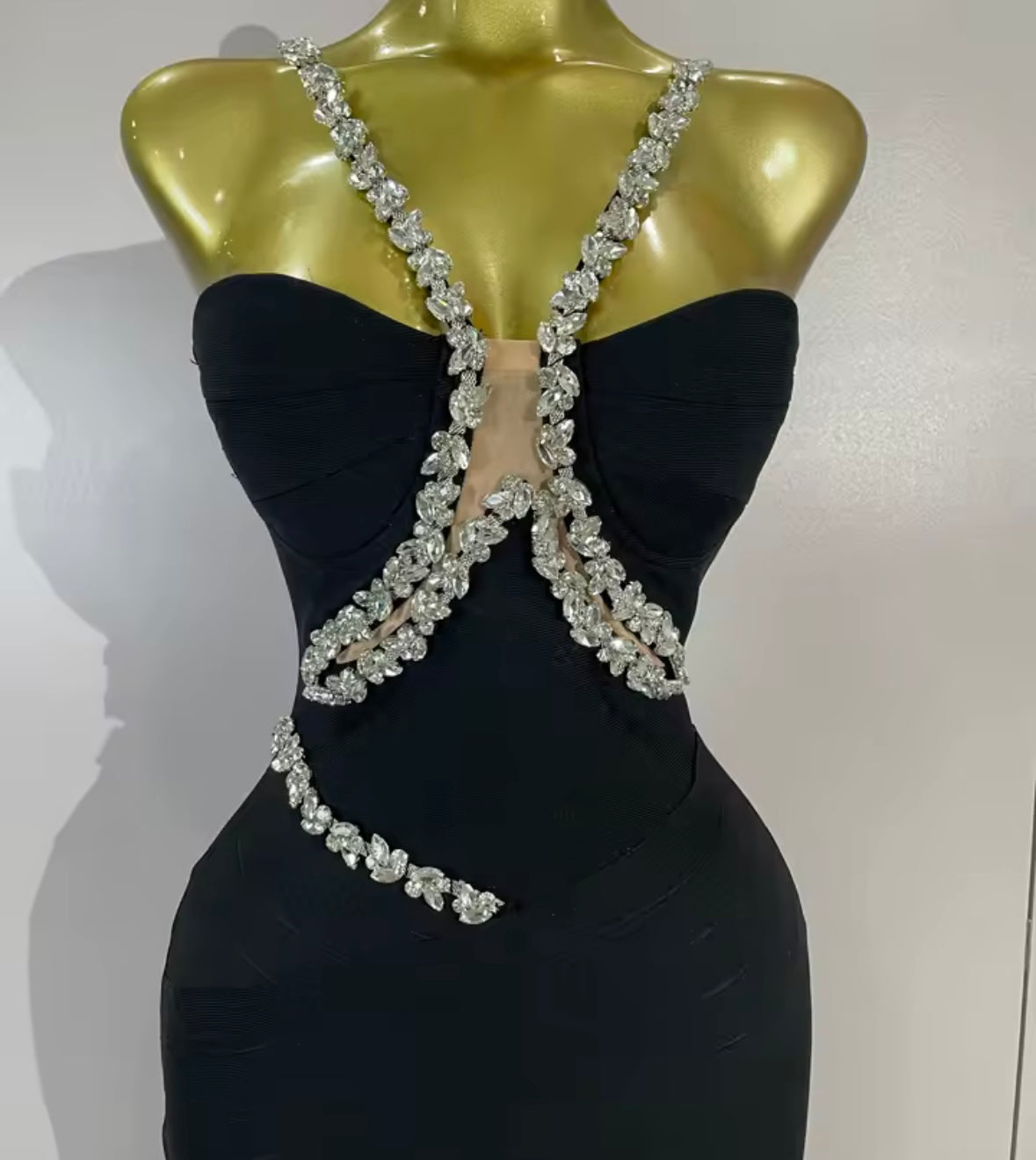 Sexy Rhinestone Halter Sleeveless Maxi Dress
