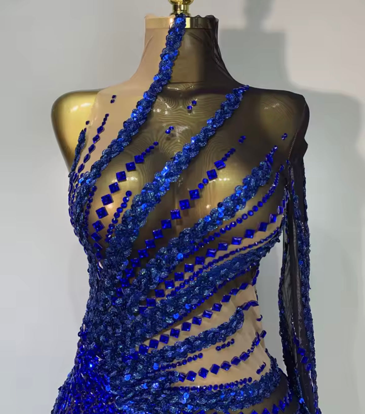 Sexy Sequins One Shoulder Full Sleeve Asymmetrical Dress