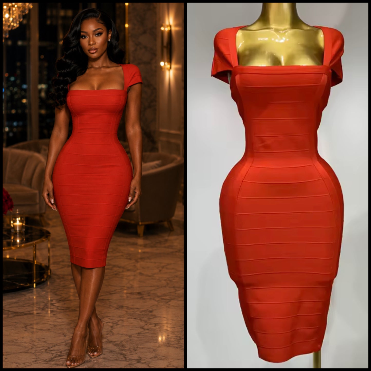 Red Sleeveless Sexy Bandage Dress