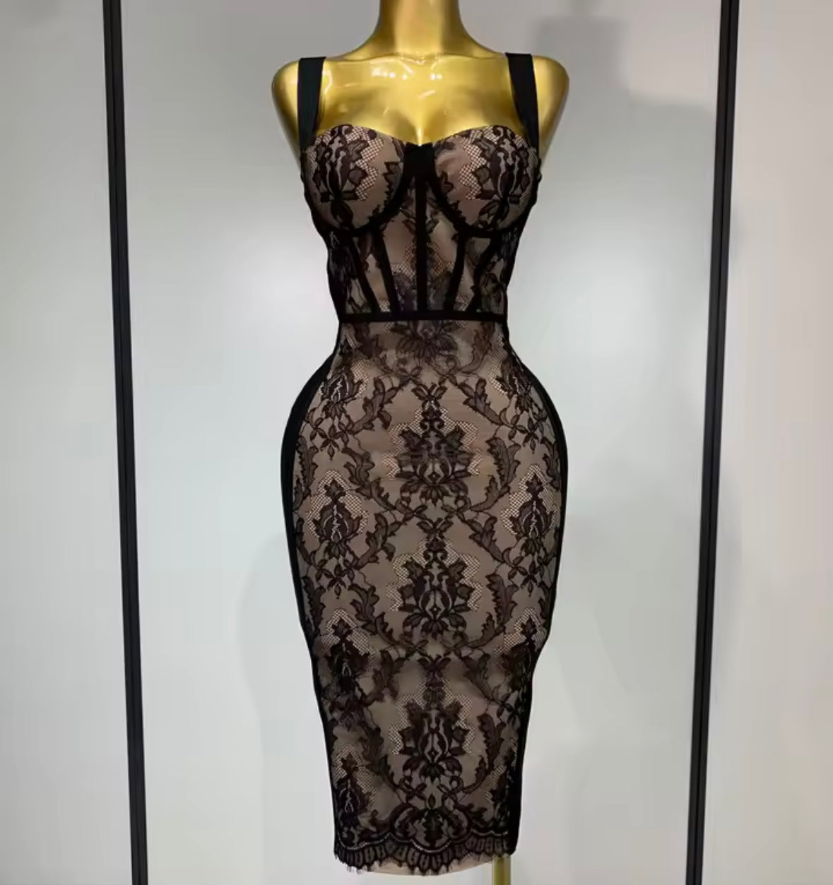 Sexy Black Lace Sleeveless Bandage Dress