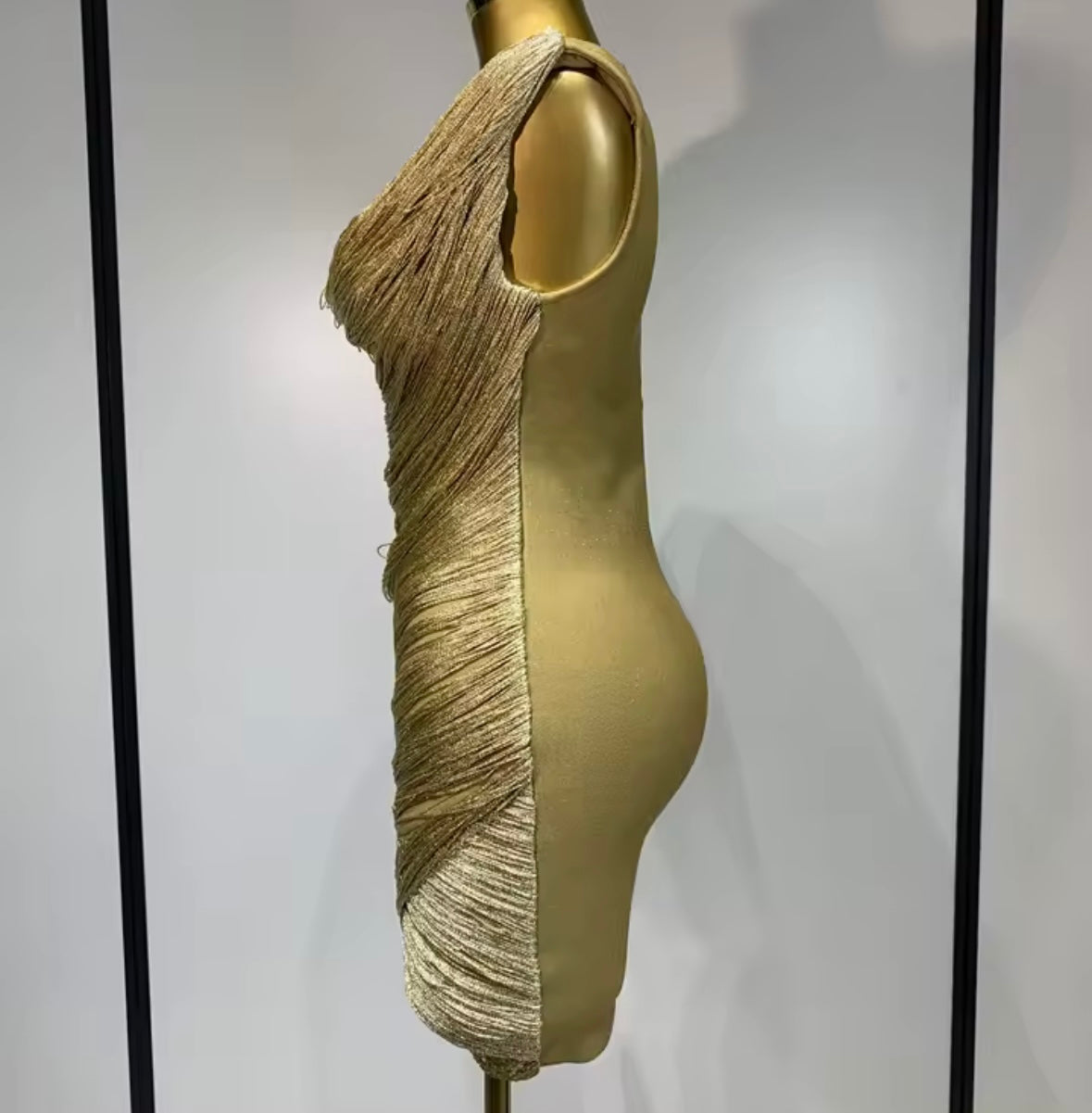 Sexy Sleeveless Draped Fringe Dress